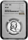 1957 50C Proof Silver Franklin Half Dollar NGC Graded PF 67 White Coin