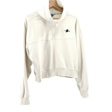 Prince Pickleball White Sporty Half Zip Cropped Sweatshirt