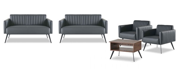 Arbeitszimmer-Set 5Tlg 2X 2-Sitzer 2X Sessel Couchtisch Schwarz Braun-image