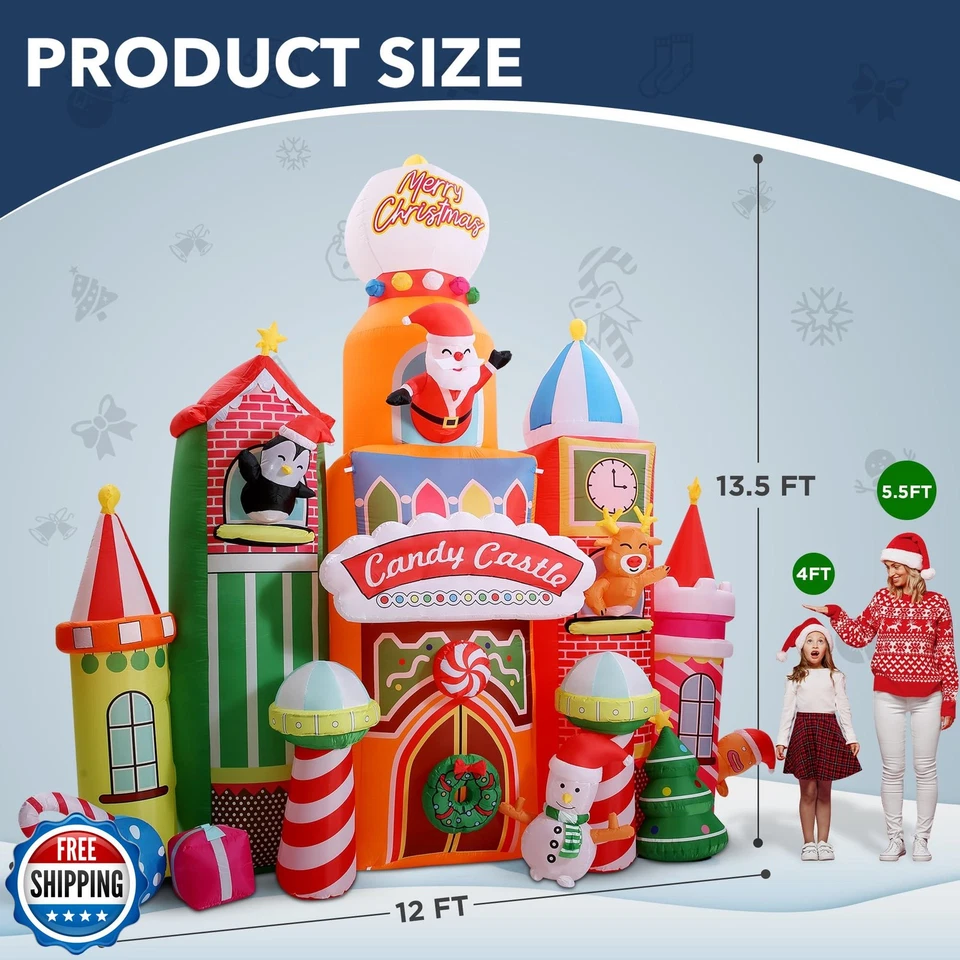 13.5 FT Tall Candy Castle Christmas Inflatables Outdoor Decorations, Blow Up  - Image 3 of 4