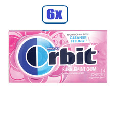 6x Packs Orbit Bubblemint Flavor Sugarfree Gum - 14 Pieces Per Pack