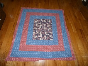 Fourth of July Handmade Quilt Top Eagles Flags 48 x 52"