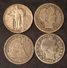 Lot of 4 Barber, Standing, Seated Quarters