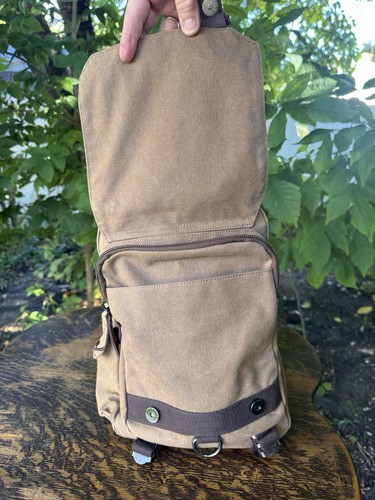 Canvas Lthr Schulter Rucksack Reiserucksack Sling Bag Umhängetasche Messenger Bag - Bild 5 von 16