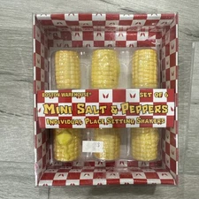 Boston warehouse mini salt and pepper individual place setting shakers Brand New