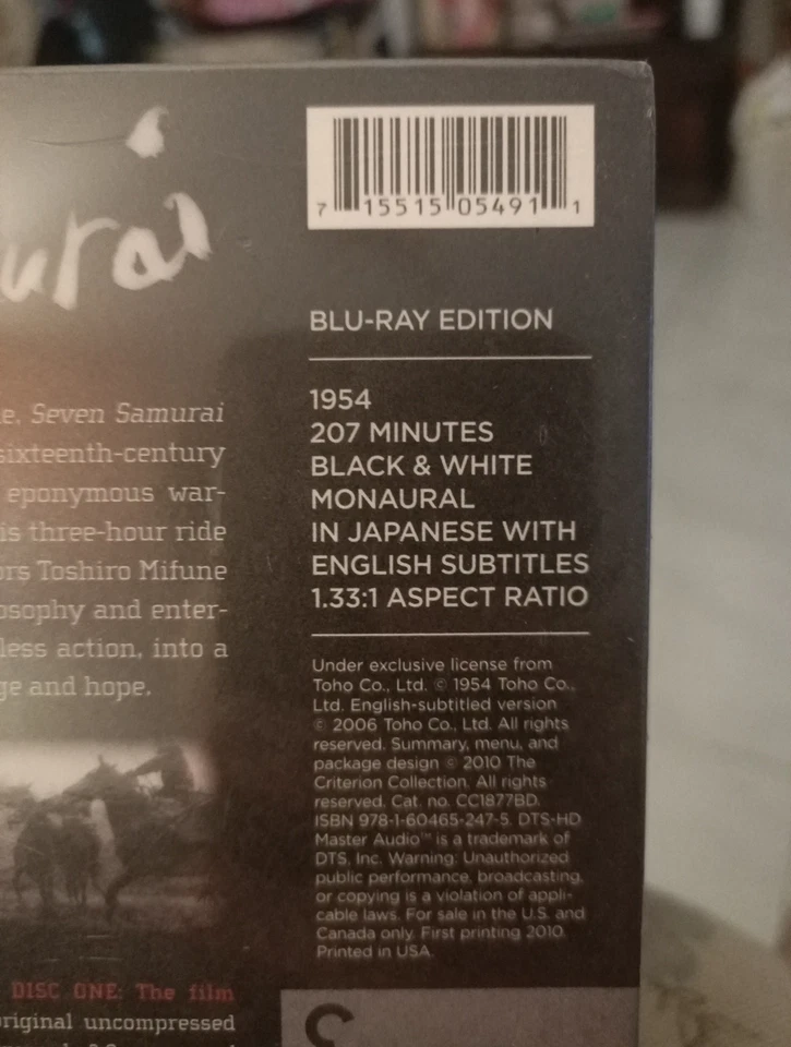 SEVEN SAMURAI - CRITERION COLLECTION - NEW + Sealed BLURAY Akira Kurosawa *A* - Image 3 of 3