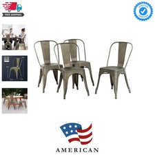 Metal Chair Dining Chair Set of 4 Patio Chair Home Kitchen Chair 18 Inch Seat...