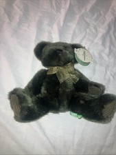 NEW First Main AVOCADO Green Teddy Bear Plush 7.5" Corduroy Paws Sheer Bow EUC
