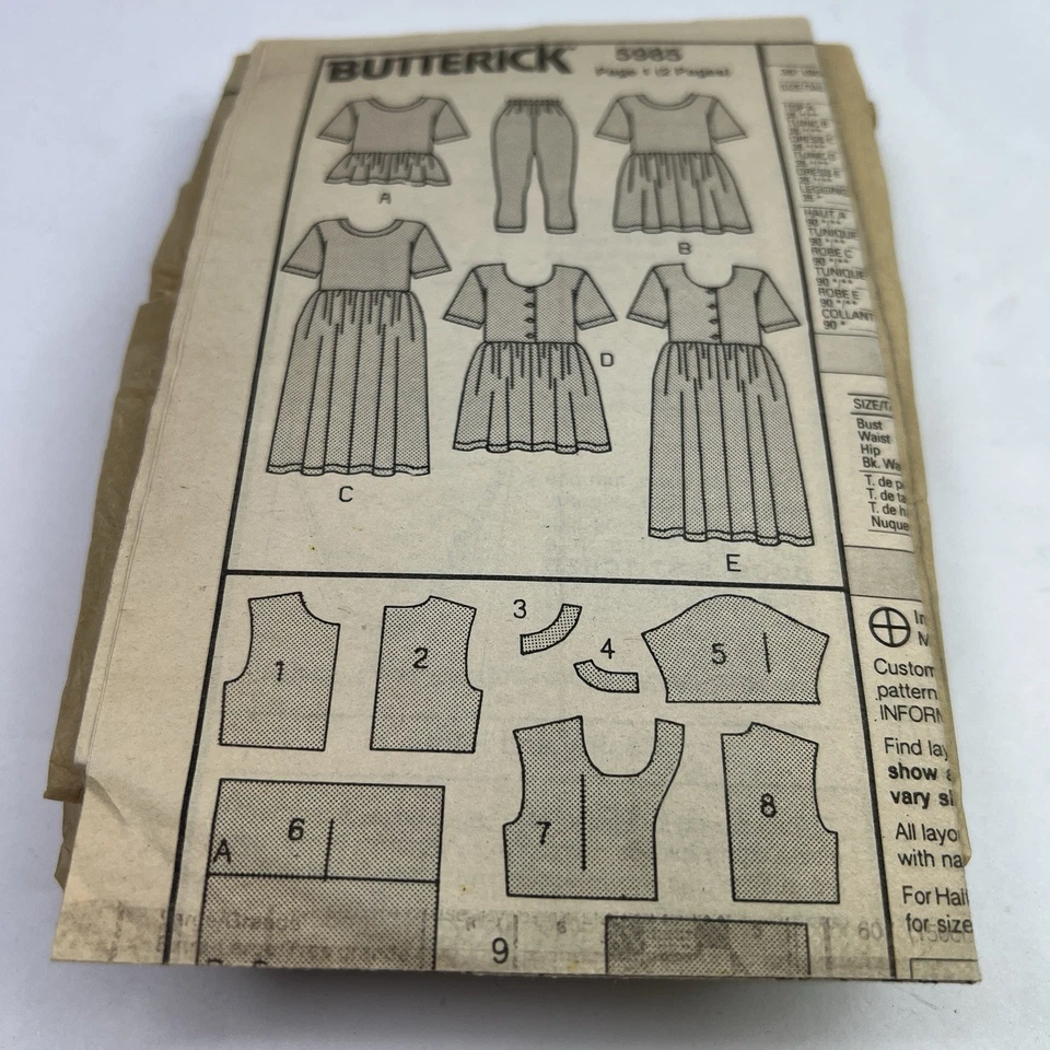 Vintage Butterick Sewing Pattern 9585 1980s Dress Shirt Top Pants - Image 3 of 4