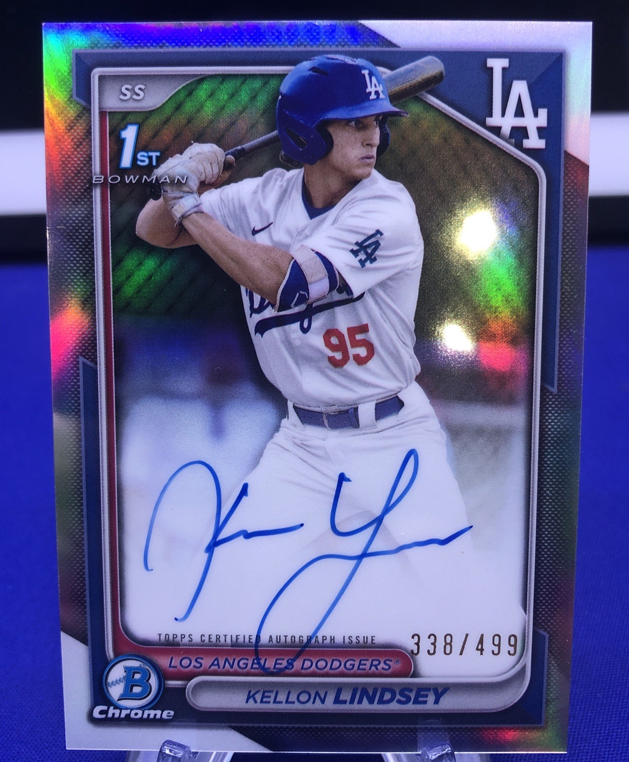 KELLON LINDSEY 2024 BOWMAN CHROME 1ST AUTOGRAPH REFRACTOR AUTO /499