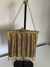 Antique Art Nouveau Deco G-Silver Mesh Purse Handbag Victorian Chain