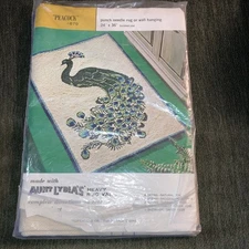 Aunt Lydia Peacock Rug Wall Hanging Canvas Pattern  679 24” X36”