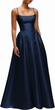 New Dessy Collection Sleeveless Satin Gown In Midnight Size 10 279