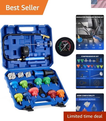 #ad Professional 19pc Cooling System Pressure Tester Kit with Thermometer amp; Adapters $67.23