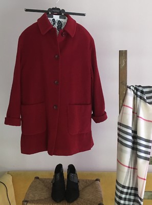Klassischer Mantel Wollmantel Damen Dunkelrot Trenchcoat Rote