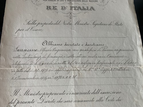 Vittorio Emanuele III, Title Ragioniere Finance Decree Short Of Conti 1920 - Picture 3 of 11