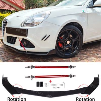 For Alfa Romeo Giulietta Gloss Front Bumper Splitter Spoiler Lip + 2x Strut Rods