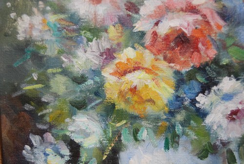 VTG FRAMED SIGNED ORIGINAL OIL ROSES & FLOWERS ON VASE STILL LIFE ARTIST W ADAMS - Picture 15 of 24