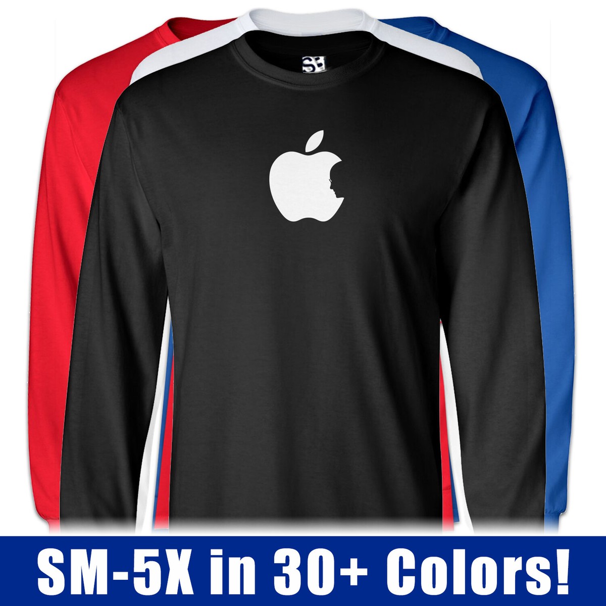 Steve Jobs Tribute LONG SLEEVE T-Shirt | Apple Bite Silhouette RIP 