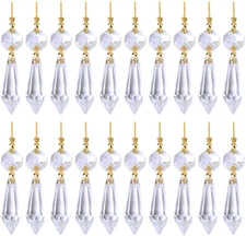 20 Pcs Clear Crystal Chandelier Icicle Prisms Replacement Parts for Lamp Decore