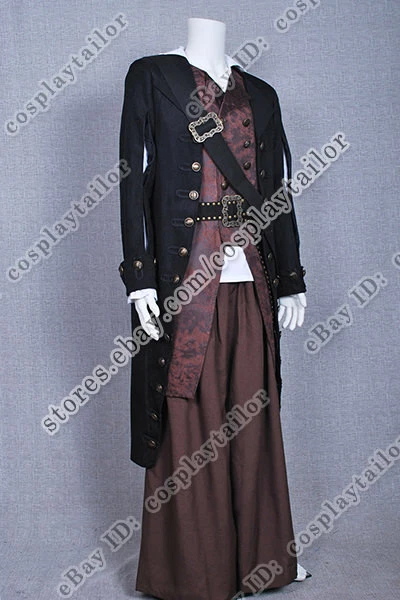 Piratas del Caribe Cosplay Barbossa Disfraz Abrigo Gran Calidad Halloween Foto 3 de 4