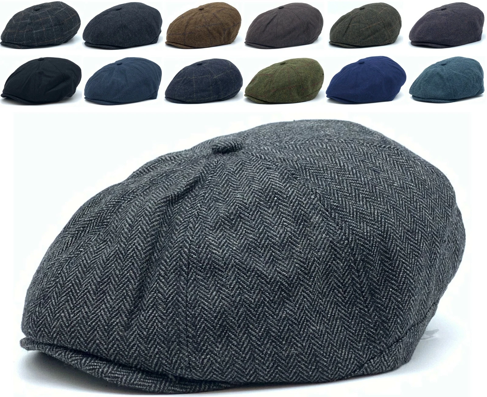 Newsboy Cap Peaky Blinders 100% wool Men's Felt Baker Boy Gatsby multicolours UK