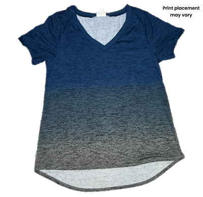 2XL CHRISTY LuLaRoe ~BLUE OMBRE PATTERN ~ V-Neck T-SHIRT Top; Sizes 22 ...