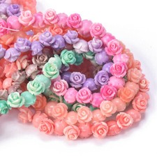 10pcs Rose Flower 6mm 8mm 10mm Resin Artificial Coral Beads For Jewelry Making