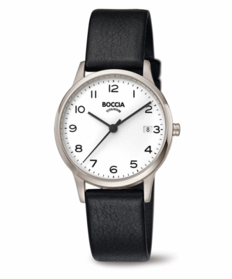 Boccia Titanium Damenuhren Silber Schwarzes Zifferblatt Boccia