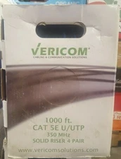 New Vericom (MBW5U-00932) 1000ft CAT 5E U/UTP 350MHz Solid Riser 4 Pair (Blue)