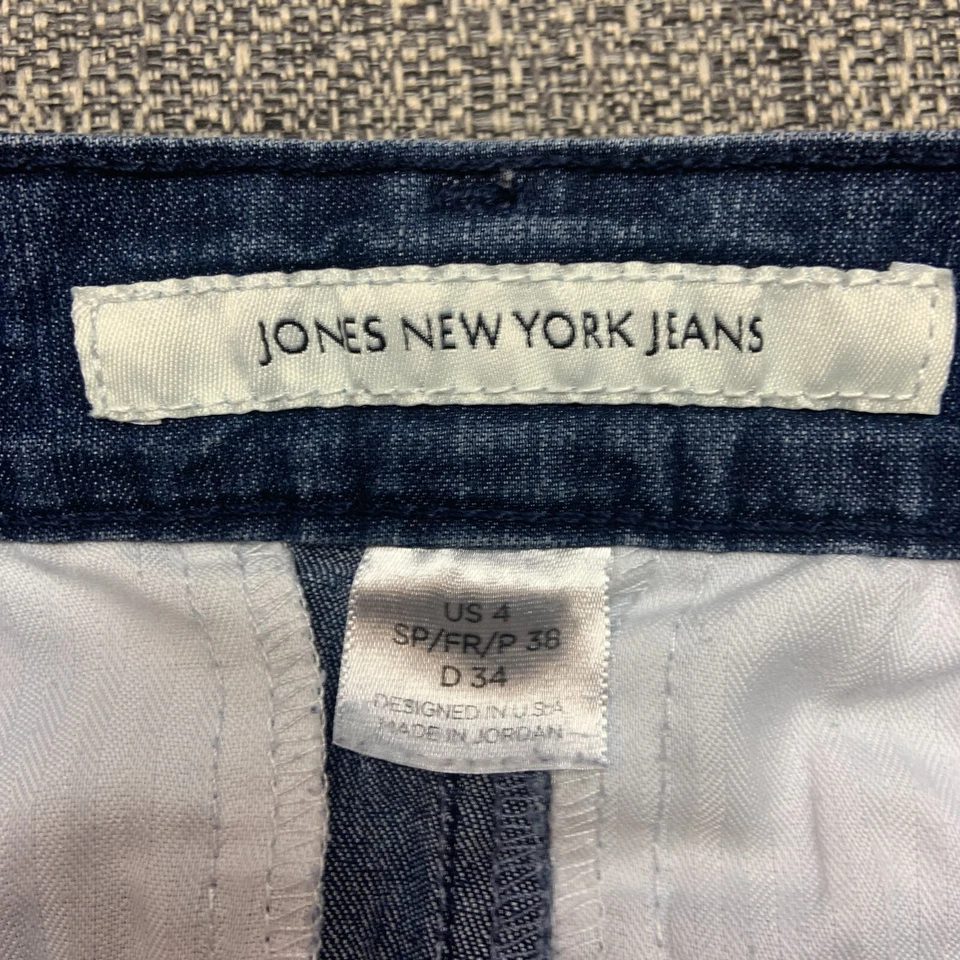 Pantalones Cortos Jones New York Jeans Para Mujer Azul Denim Informales Bolsillos con Cinturón Foto 2 de 4