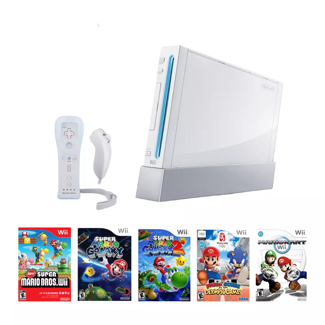 Restored Wii Black Console With New Super Mario Brothers Wii And