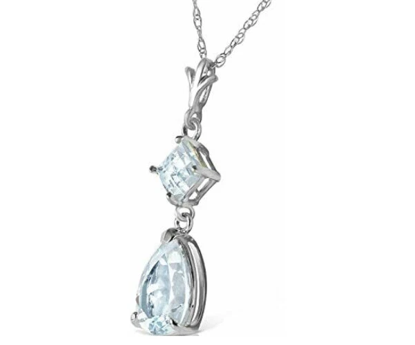 14k 黄金项链带梨形天然海蓝宝石 — 第 2/4 张图片