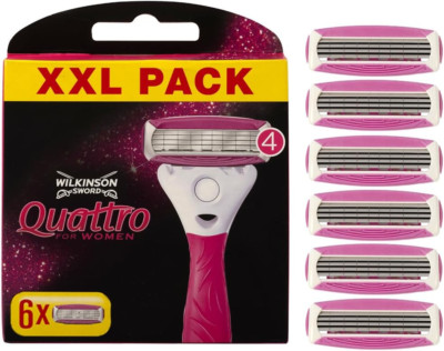 WILKINSON SWORD - Quattro für Damen | Smooth Glide | 6er Pack Rasierklingen-Nachfüllpackungen