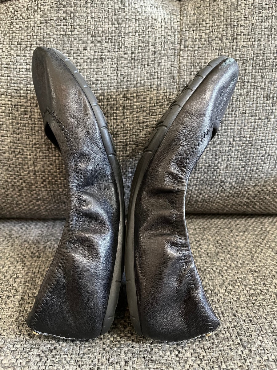 Cole Haan Grand OS Shoes Black Leather Ballet Flats