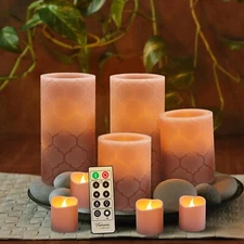 FURORA LIGHTING LED Flameless Candles with Remote Control, Dusy Rose set of 8