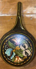 folk art FRYING PAN painted SKILLET Pennsylvania tole-ware 16” To Handle