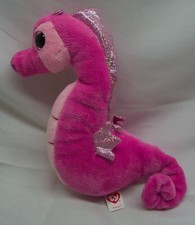 TY Beanie Babies SPARKLY PINK MAJESTIC THE SEAHORSE 8" STUFFED ANIMAL Toy 2013