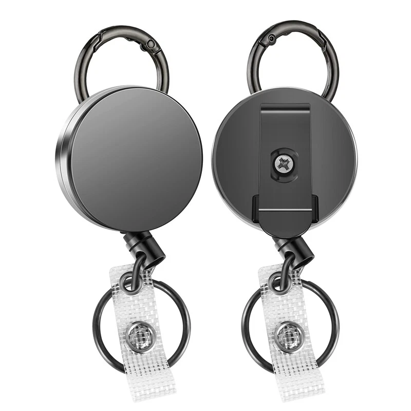 2 Pack Heavy Duty Retractable Badge Holder Reels, Metal ID Badge