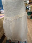 Vtg Victorian bassinet Skirt Mattress Cover Lace Off White Gingham? SEE PHOTOS