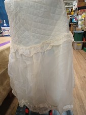 Vtg Victorian bassinet Skirt Mattress Cover Lace Off White Gingham SEE PHOTOS