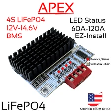 Plug and Play 4S 110A 12v 14.6v LiFePO4 LFP BMS Battery Balance 12.8v No Solder