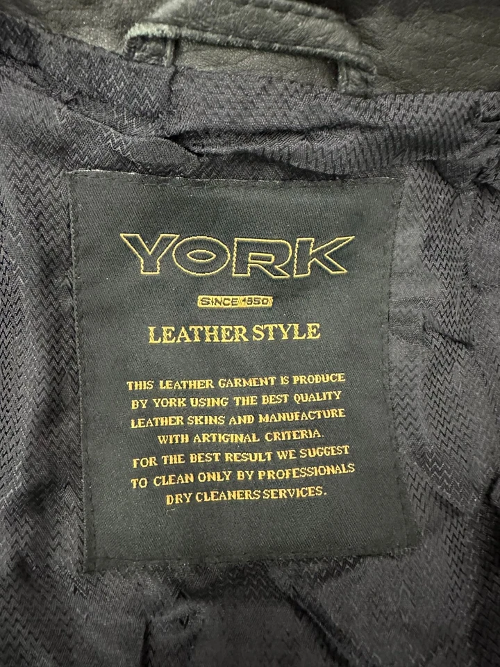 York Leather Jacket Used Man Tg52 Black LLV707 - Image 4 of 4