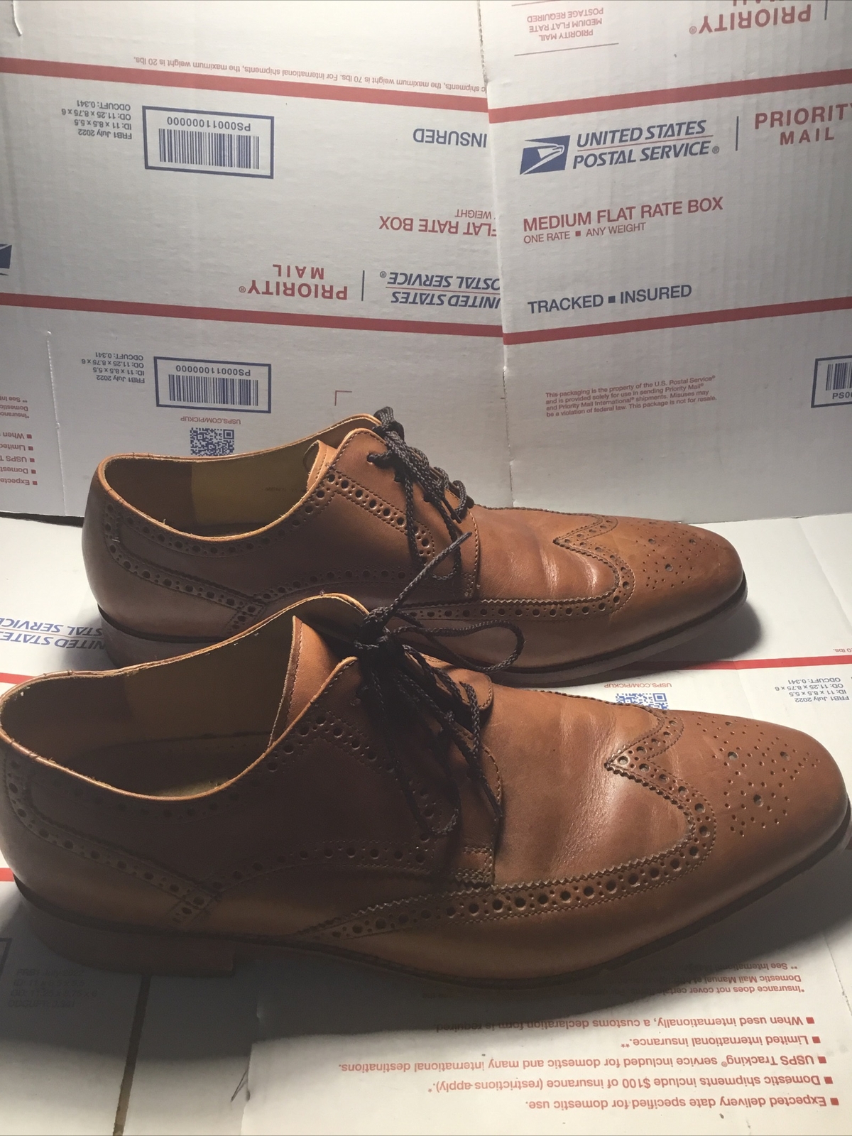 SAOLA Scarpe Oxford Cole Haan Wingtip marroni in pelle taglia 13 M USA da uomo