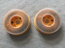 Lot of 2 Yellow 80 Slide Tray Carousels with Clear Plastic Covers Unbranded