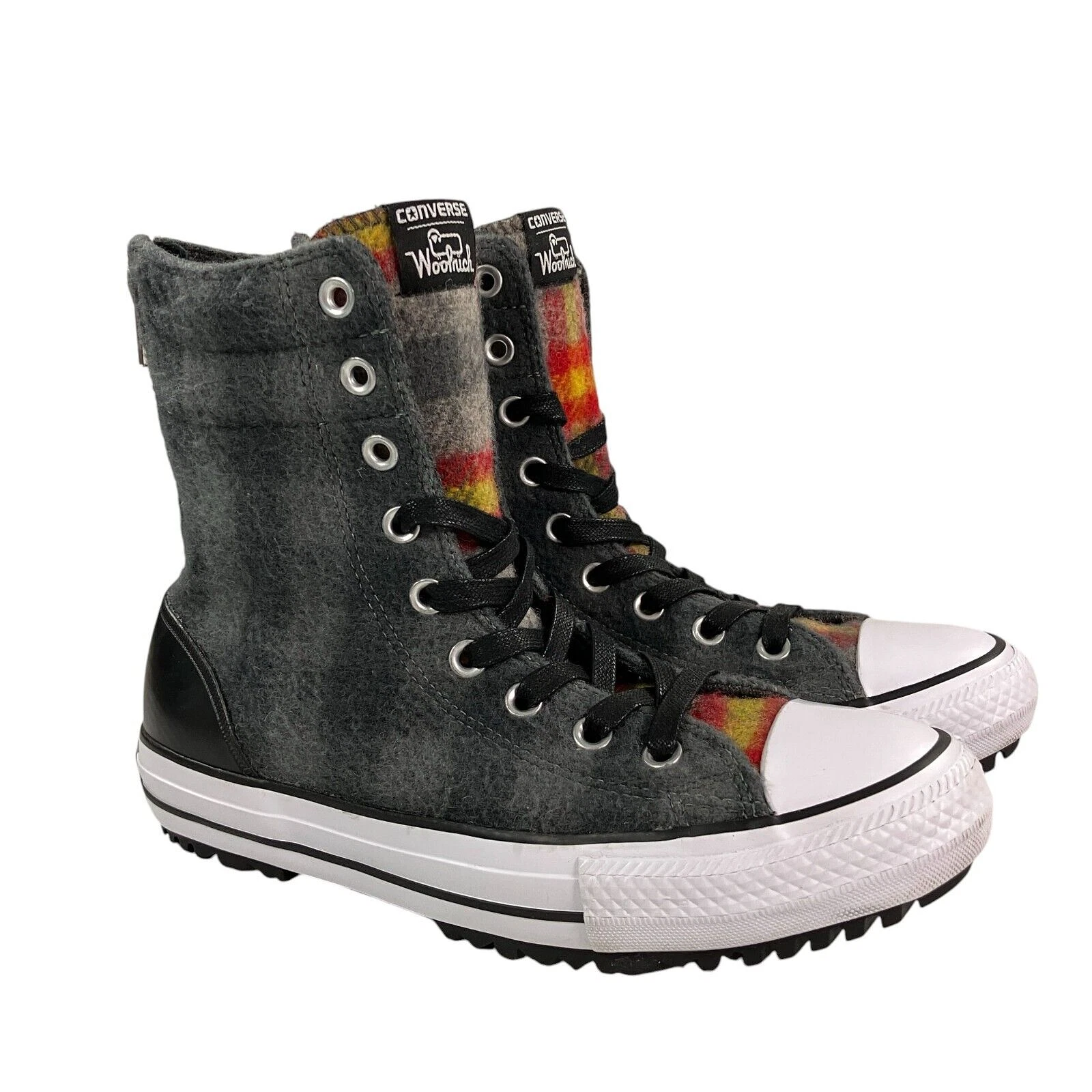 Stivali Converse X Woolrich Hi Rise donna 7 5 grigio giallo uccellino rosso casinò nero