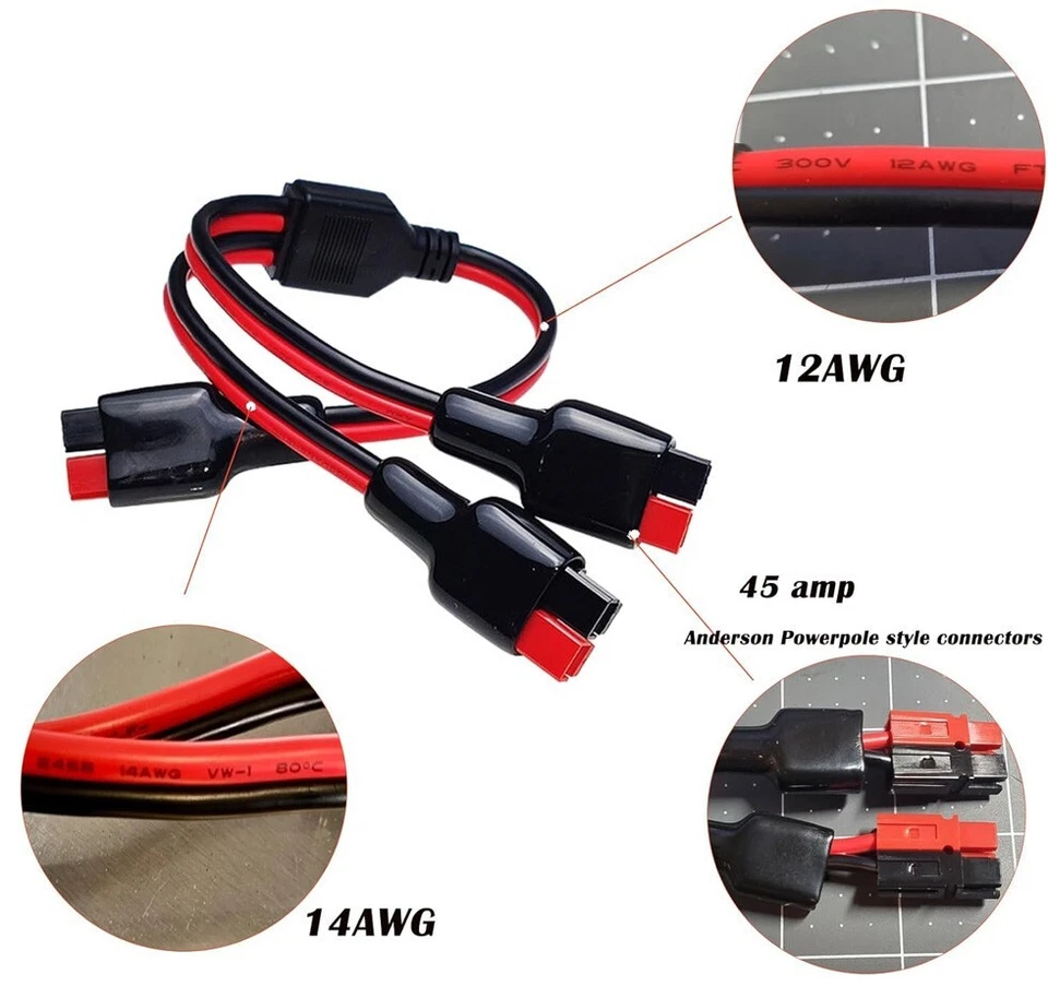 Anderson Style Universal DC Power "Y" Connector 30A Cable Suitable for 10W~200W - Image 4 of 4