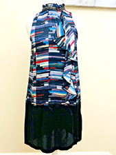 Robert Graham Lorenza Geometric Dress Women Beaded Collar 100% Silk Size 6