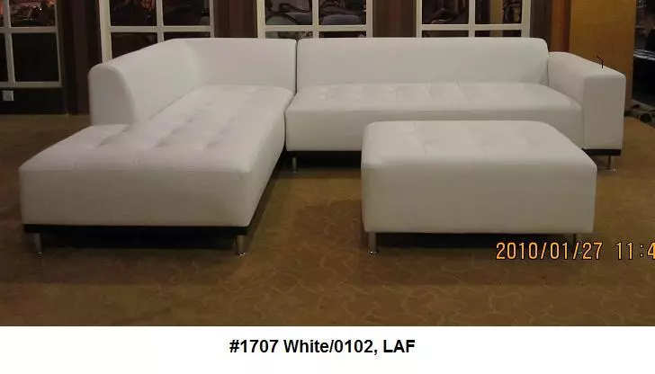 Modern contemporary white leather sectional sofa chaise 2 pieces set 1707
