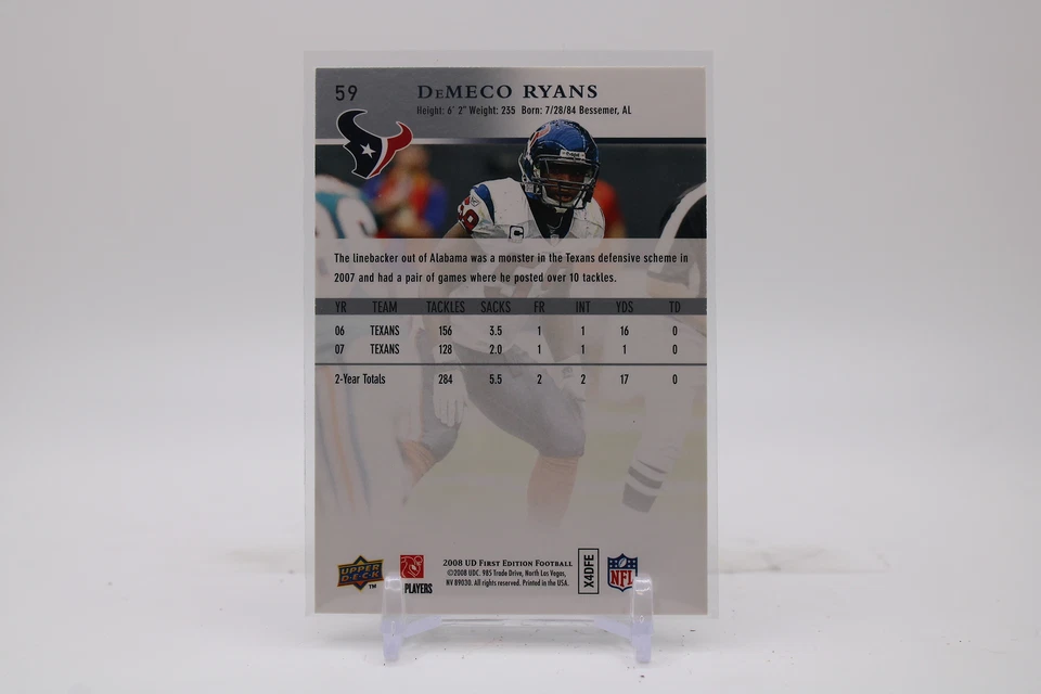 2008 Upper Deck First Edition #59 DeMeco Ryans - Image 2 of 2